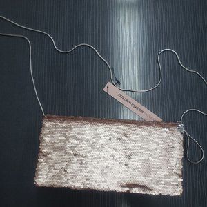 Aqua Pink Sequined Clutch / Crossbody handbag 100% Bloomingdale's Exclusive